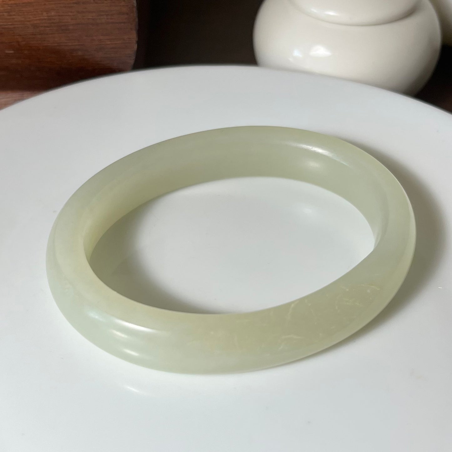 Certified Genuine White Pebble Hetian Jade Seed material Nephrite Jade Bracelet Oval Bangle - 58x45mm inner diameter(equal to 52mm circle bangle size)