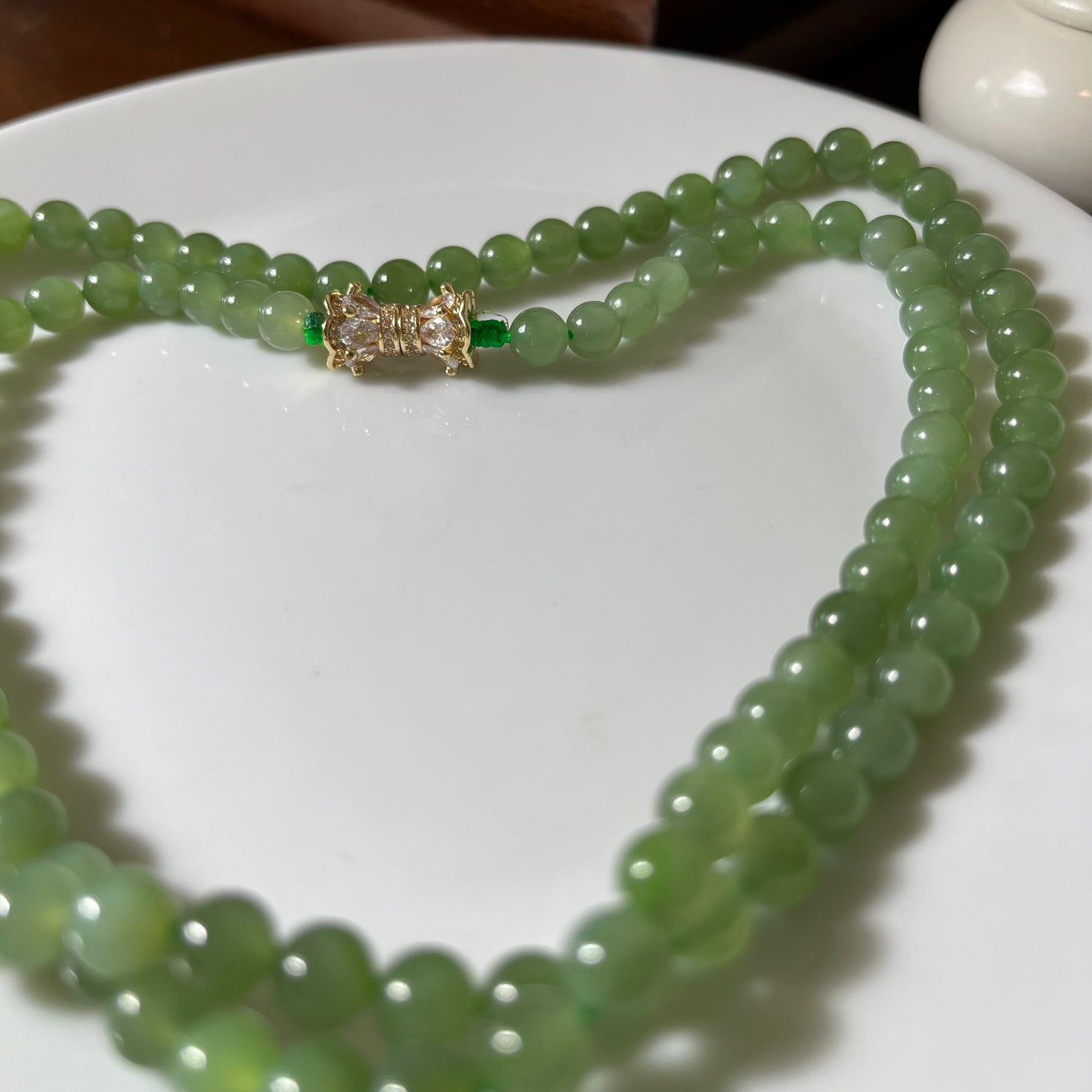 Certified genuine Siberian Nephrite Jade necklace - 6mm beads 26 inches length