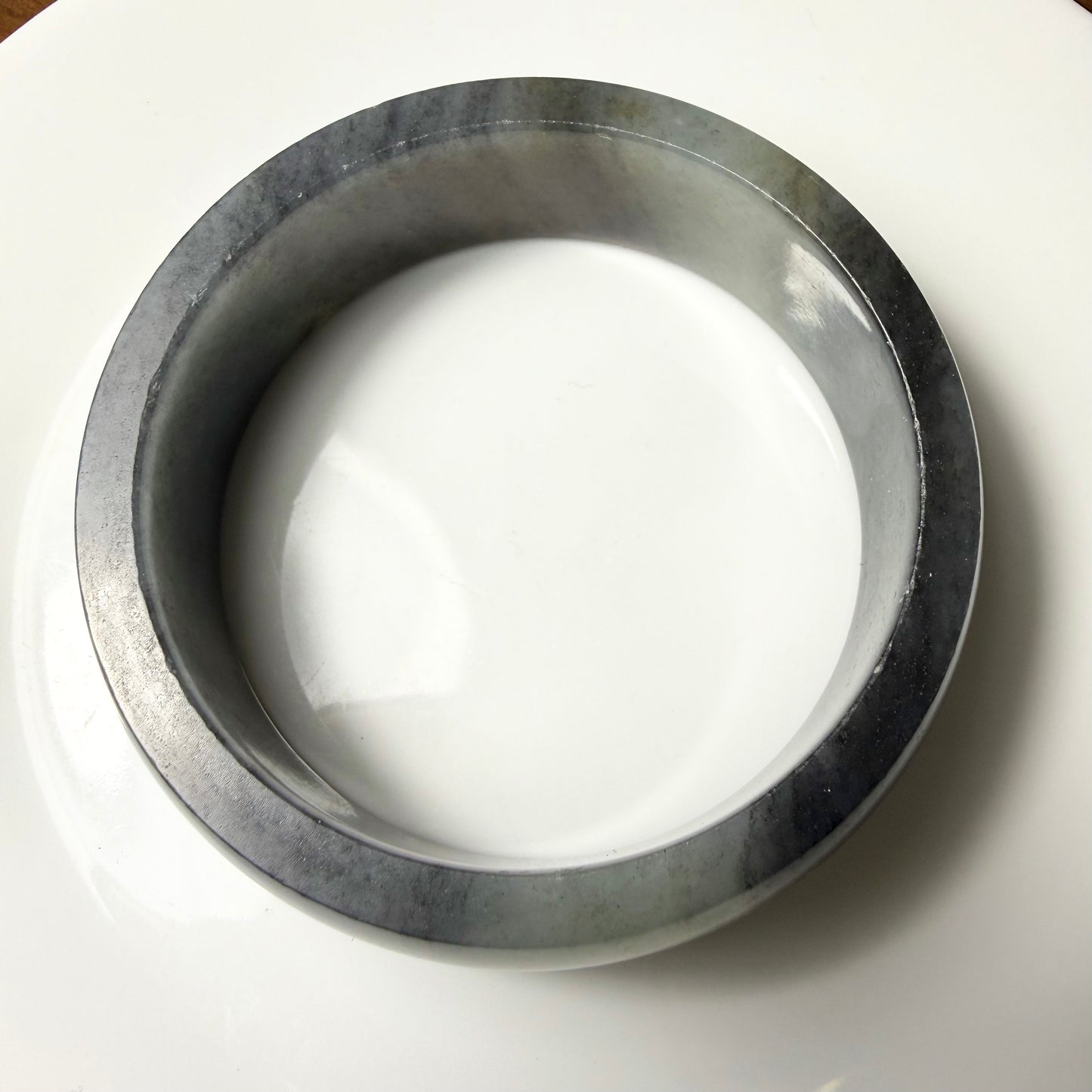 Certified Genuine Hetian Jade nephrite jade Bracelet black and white bangle - 60mm inner diameter Qinghua