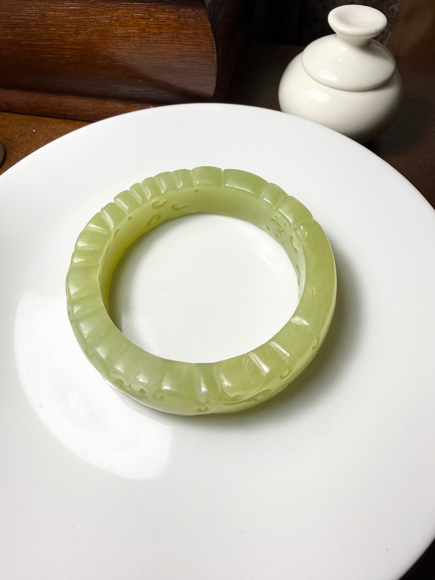 Certified Genuine Yellow Hetian Jade nephrite jade Bracelet Carved bangle - 54mm inner diameter