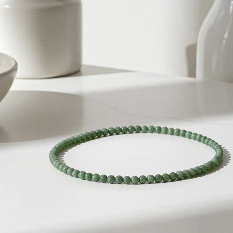Certified genuine Pastel blue Nephrite Jade necklace - 8mm beads 18 inches length