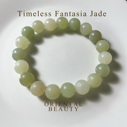 Certified multi color genuine Hetian Jade nephrite jade Bracelet - 10mm beads 6.5 inches length
