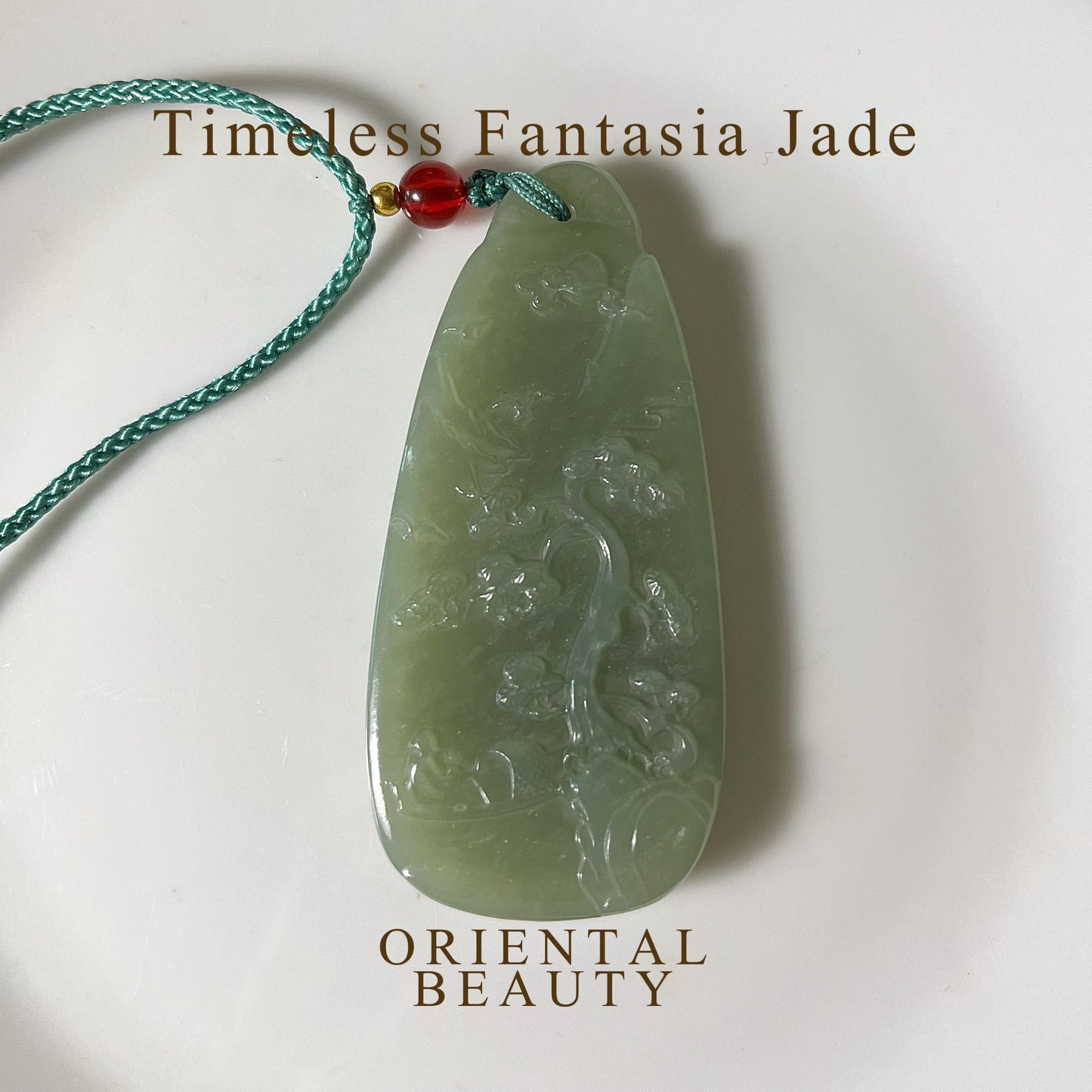 Genuine green Hetian jade Nephrite Jade pendant hand carved landscape