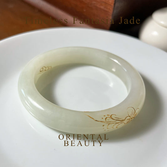 Genuine white Hetian Jade nephrite jade Bracelet bangle - 54mm inner diameter