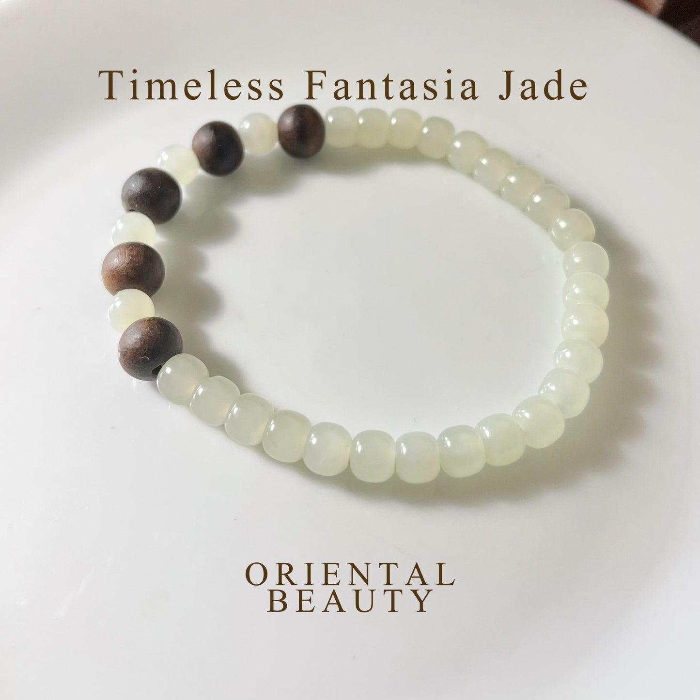 [Final sale] White Hetian Jade nephrite jade Bracelet - 6 mm beads 6 inches