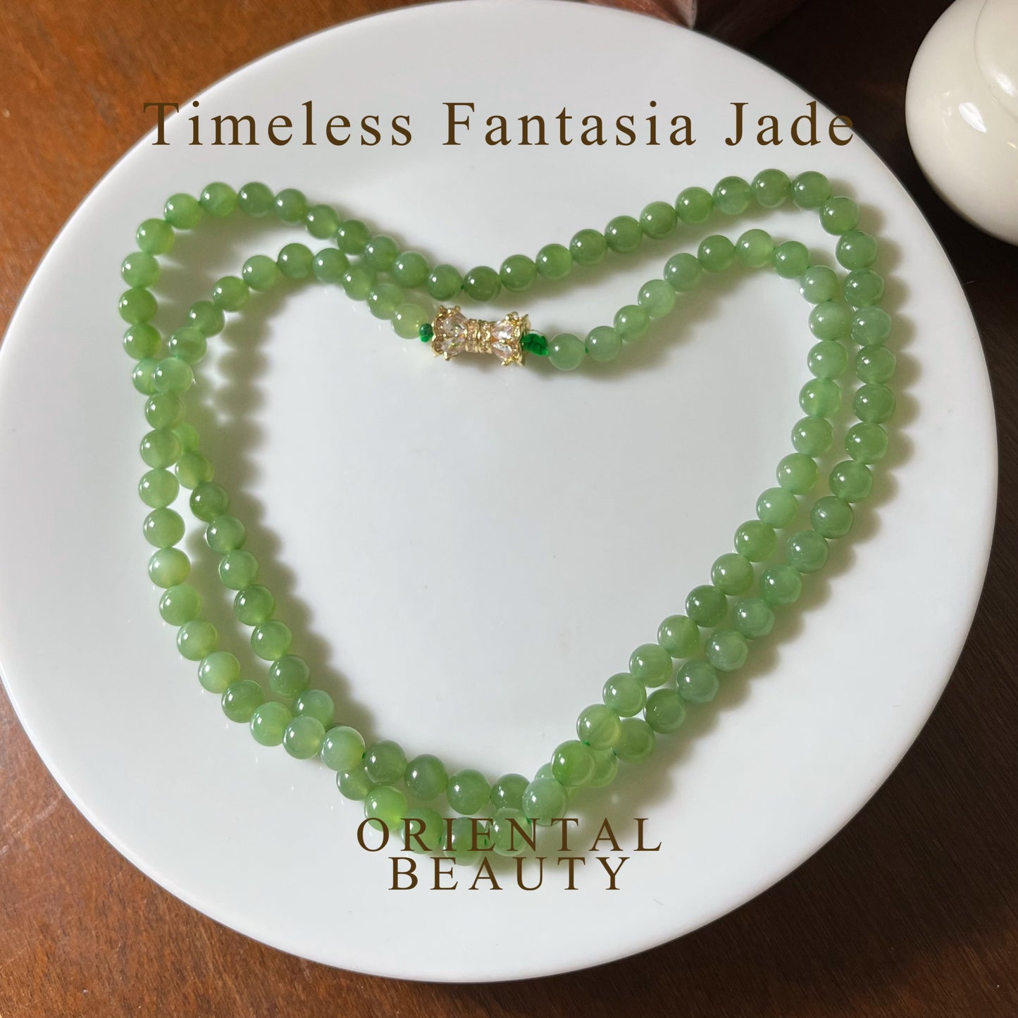 Certified genuine Siberian Nephrite Jade necklace - 6mm beads 26 inches length