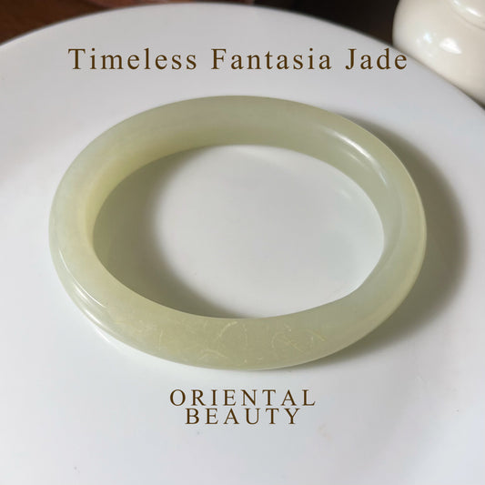 Certified Genuine White Pebble Hetian Jade Seed material Nephrite Jade Bracelet Oval Bangle - 58x45mm inner diameter(equal to 52mm circle bangle size)
