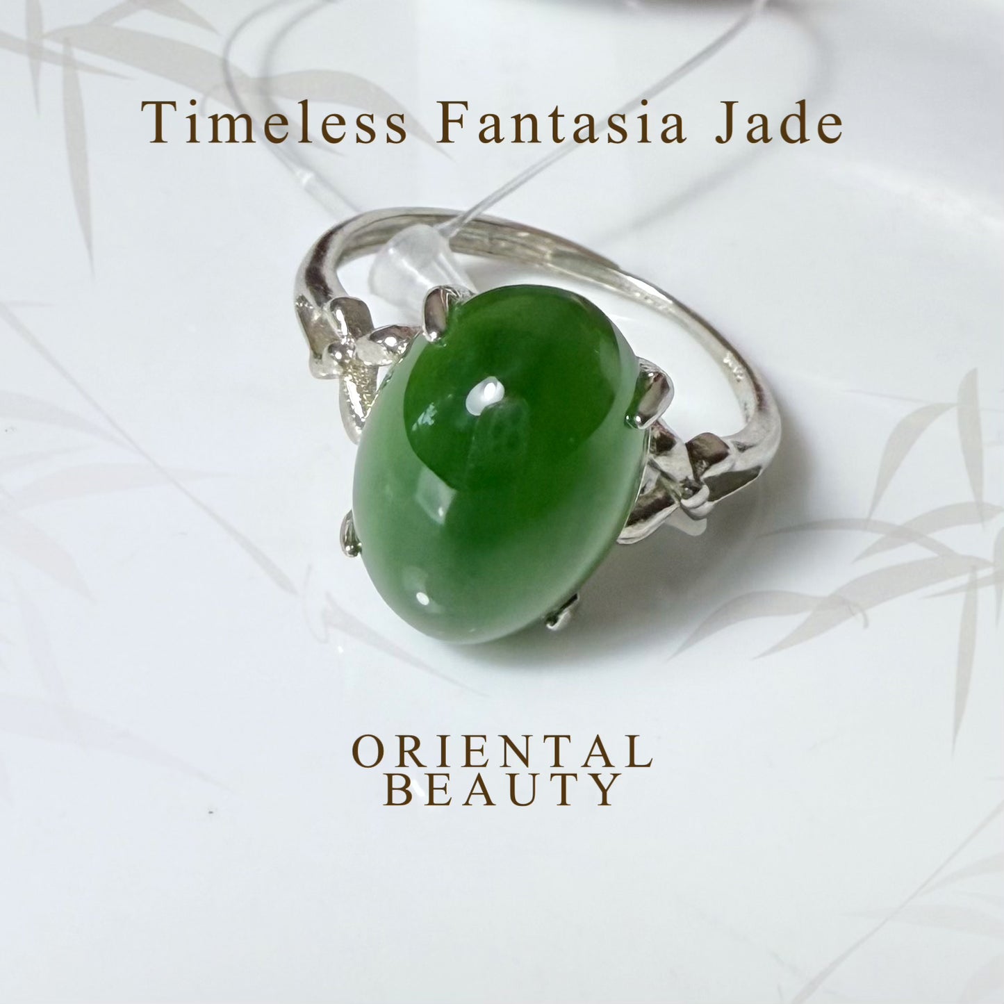 Sterling silver genuine Spinach Green Sibebian Nephrite Jade ring adjustable size