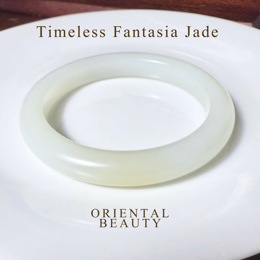 Certified one bite candy white Hetian jade nephrite jade bracelet bangle - inner diameter 53mm