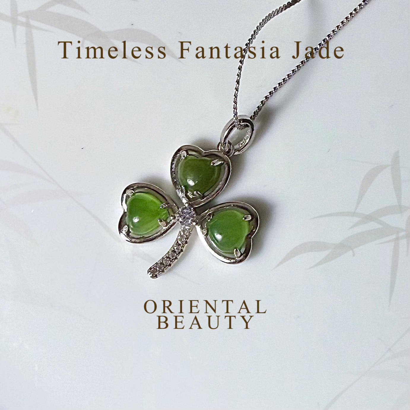Sterling silver genuine Sibebian Nephrite Jade clover pendant