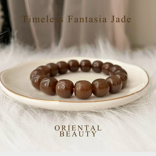 Certified high quality sugar brown genuine nephrite / Hetian Jade Bracelet - 11.5mm big size barrel beads