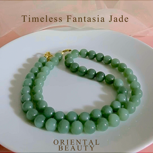 Certified genuine Porcelain blue Nephrite Jade necklace - 8mm beads 18 inches length