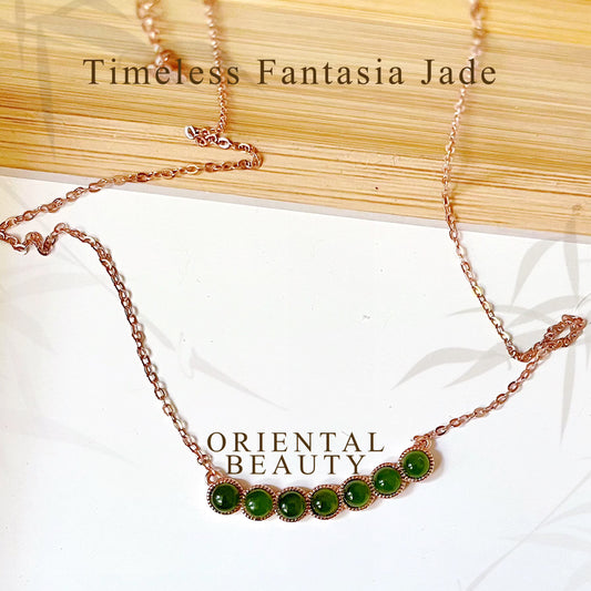 Certified Rose Gold plated on sterling silver genuine Sibebian Nephrite Jade necklace