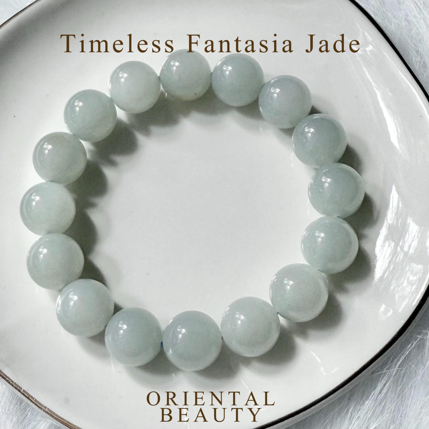 Premium genuine Hetian jade nephrite jade bracelet 6.5 inches light blue 12mm Beads