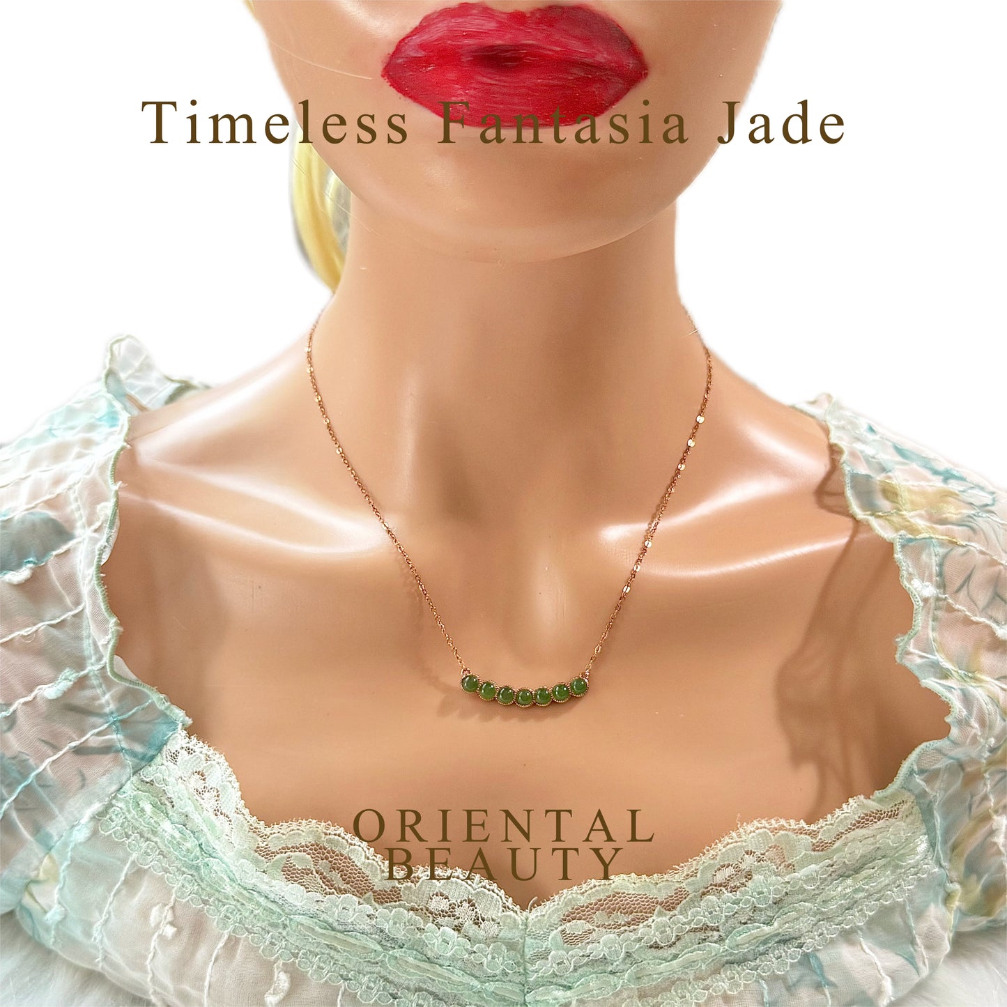 Certified Rose Gold plated on sterling silver genuine Sibebian Nephrite Jade necklace