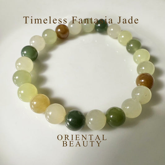 Certified genuine multiple color Hetian jade nephrite jade Bracelet - 8mm beads 6 inch length