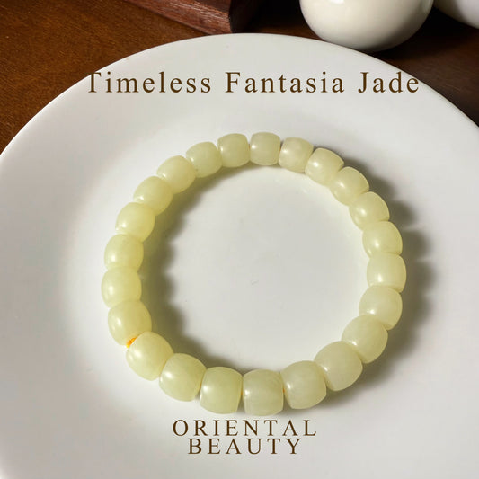 Certified genuine yellow Hetian jade nephrite jade Bracelet -10 mm beads 7.5 inch length