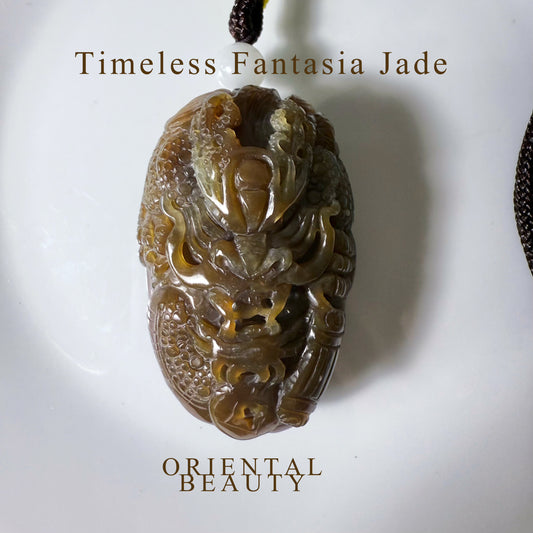 Certified sugar brown Hetian Jade Handheld dragon Ornament hand carved