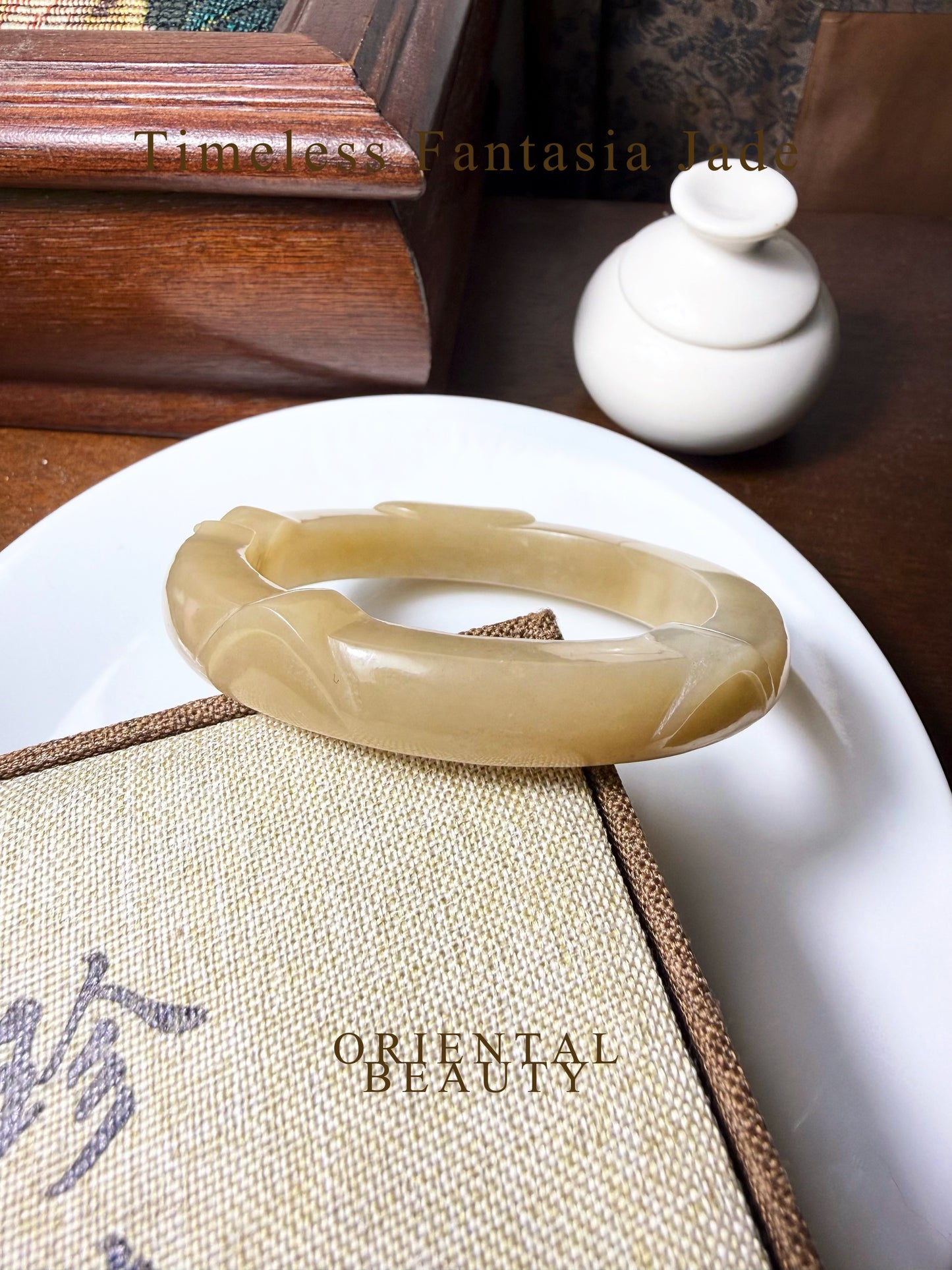 Certified Sugar brown Hetian Jade nephrite jade Bracelet Carved Cat bangle - 56mm inner diameter