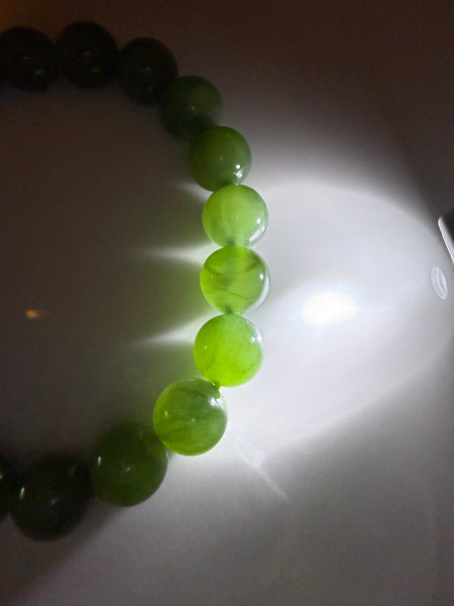 Certified genuine Siberian nephrite Hetian jade Bracelet - 8mm beads 6 inch length