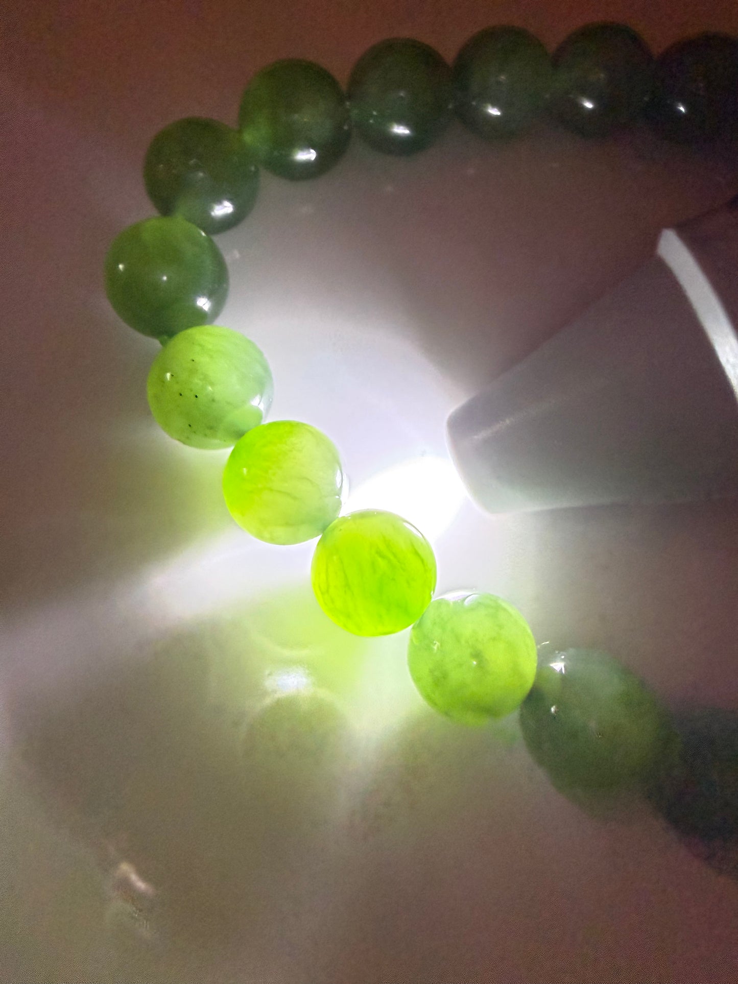 Certified genuine Siberian nephrite Hetian jade Bracelet - 8mm beads 6 inch length