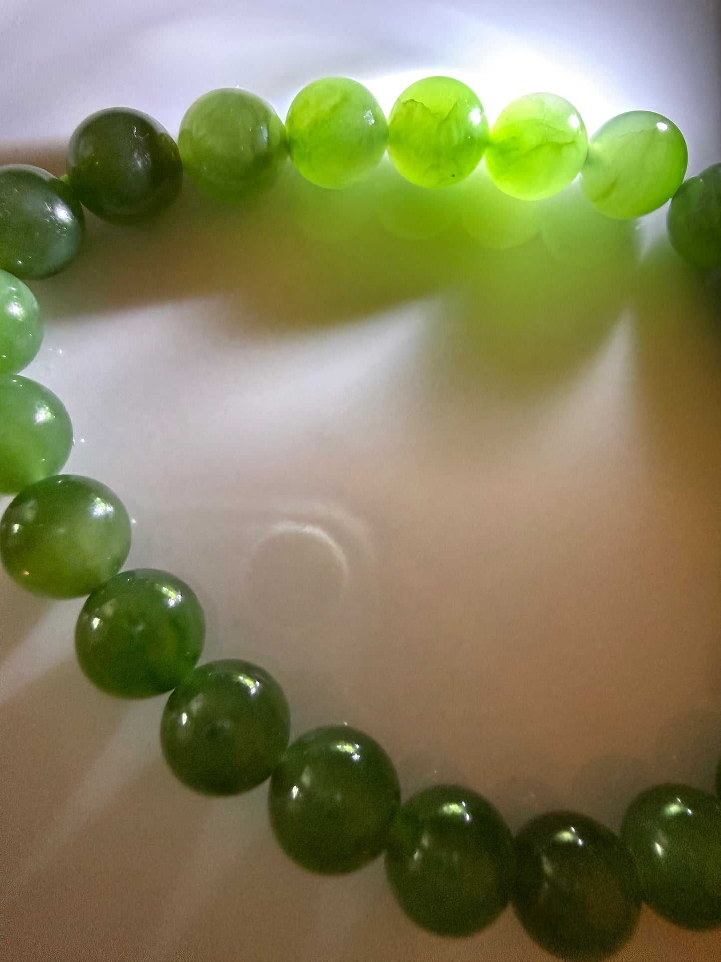 Certified genuine Siberian nephrite Hetian jade Bracelet - 8mm beads 6 inch length
