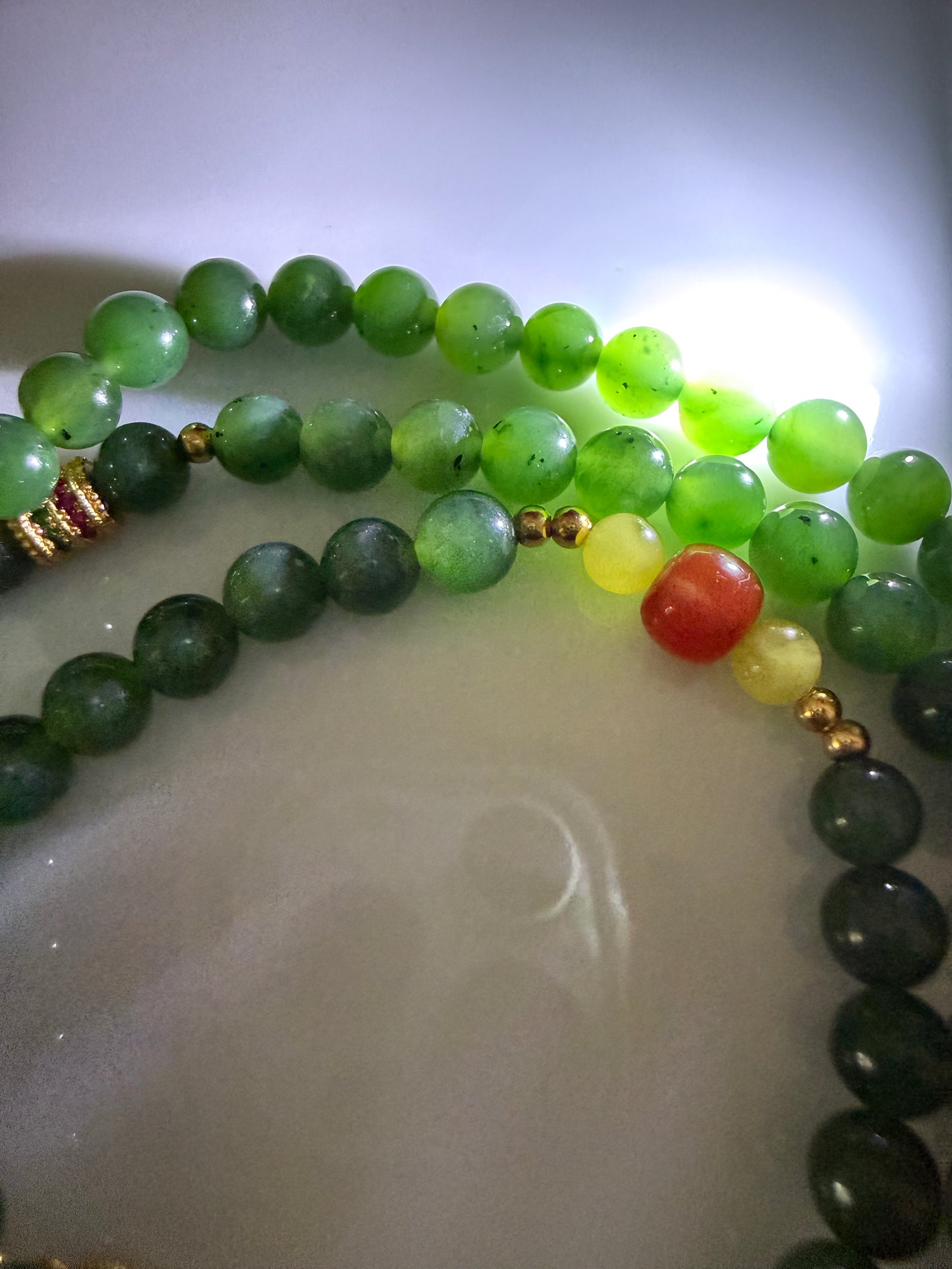 Certified genuine Siberian Nephrite Jade bracelet - 6mm beads 28 inches length