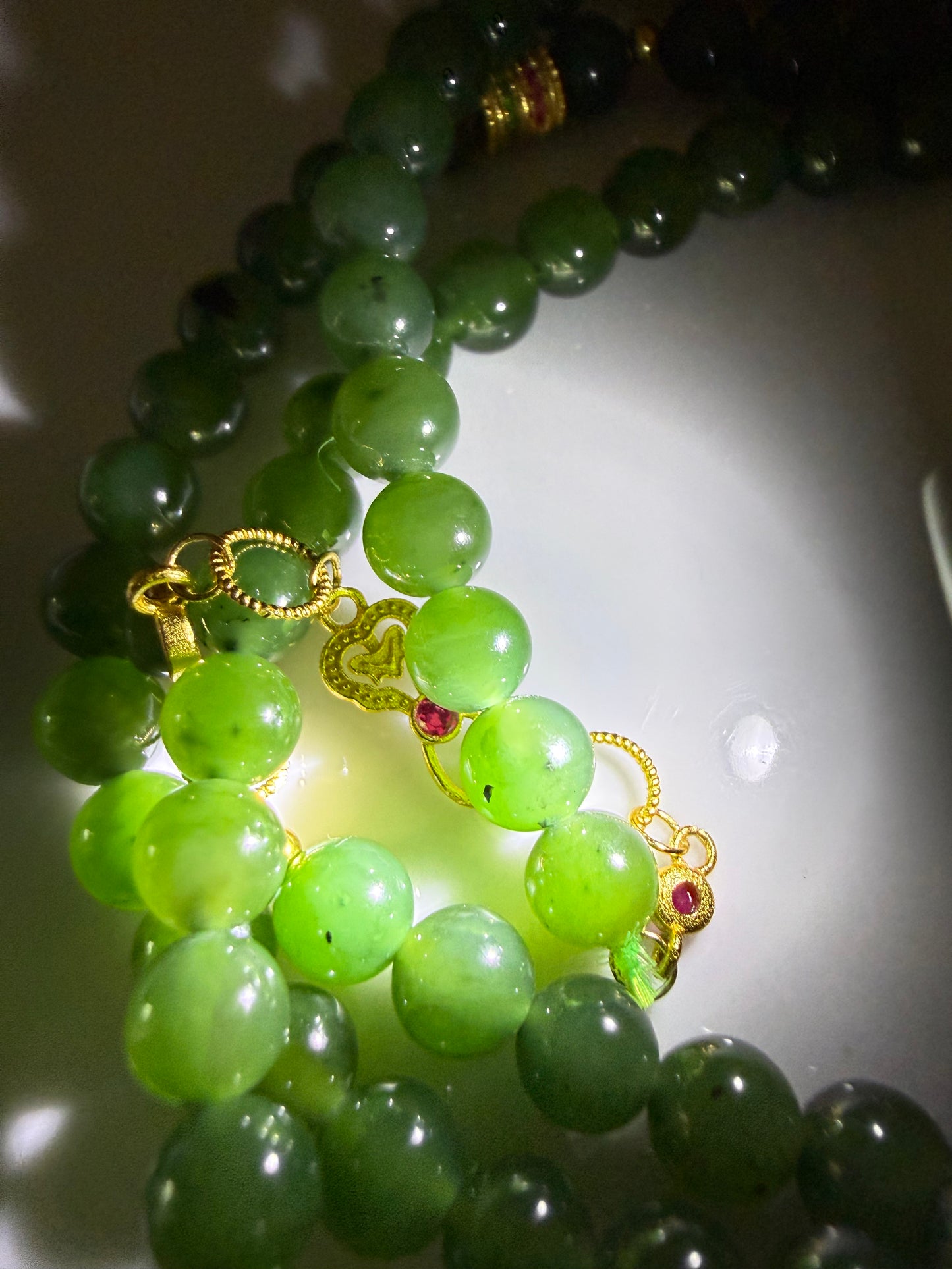 Certified genuine Siberian Nephrite Jade bracelet - 6mm beads 28 inches length