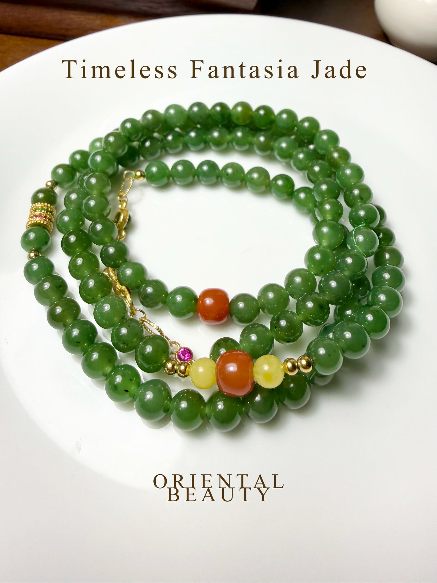 Certified genuine Siberian Nephrite Jade bracelet - 6mm beads 28 inches length