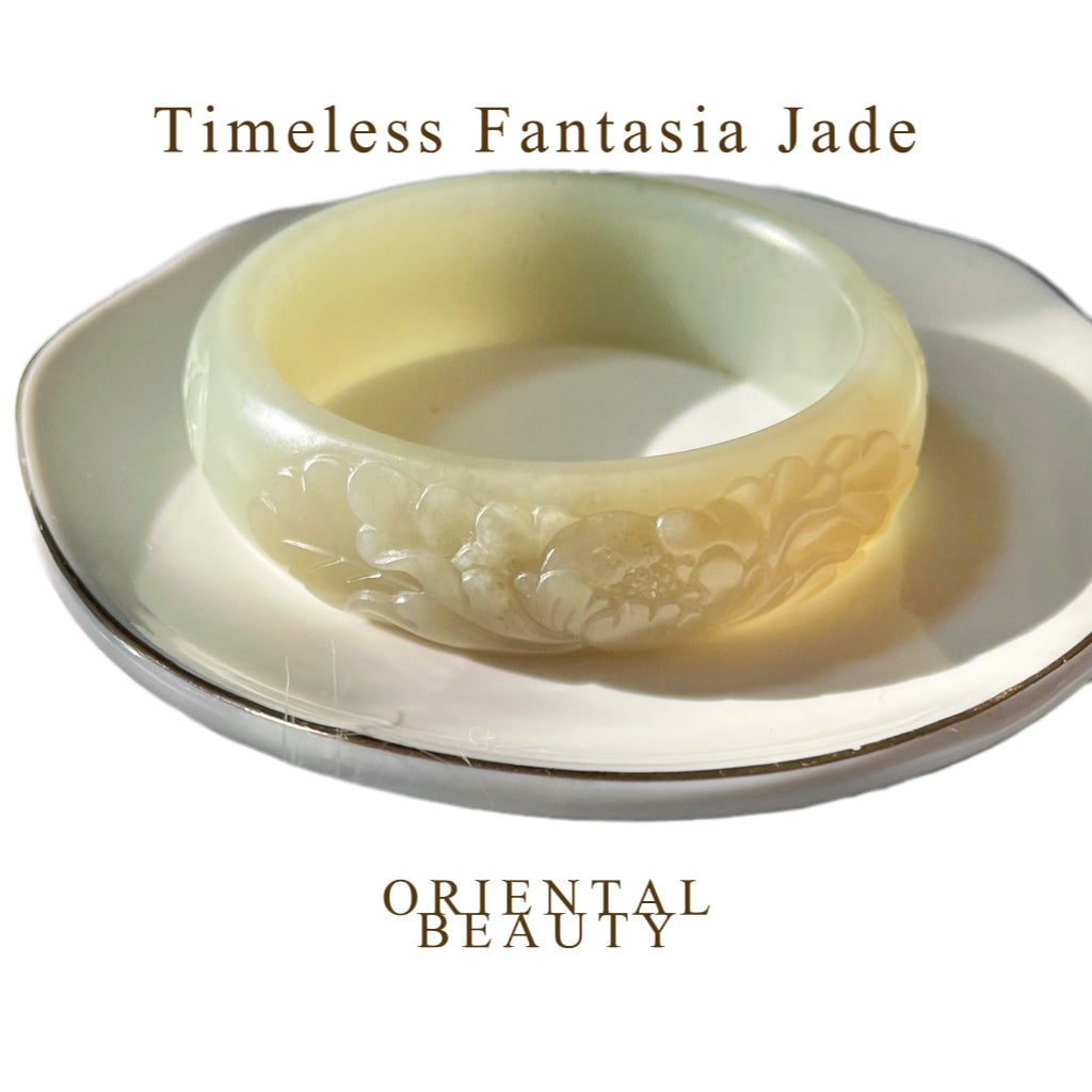Certified Bluish-white and Sugar brown finely carved genuine nephrite jade Hetian jade bracelet bangle - inner diameter 53mm