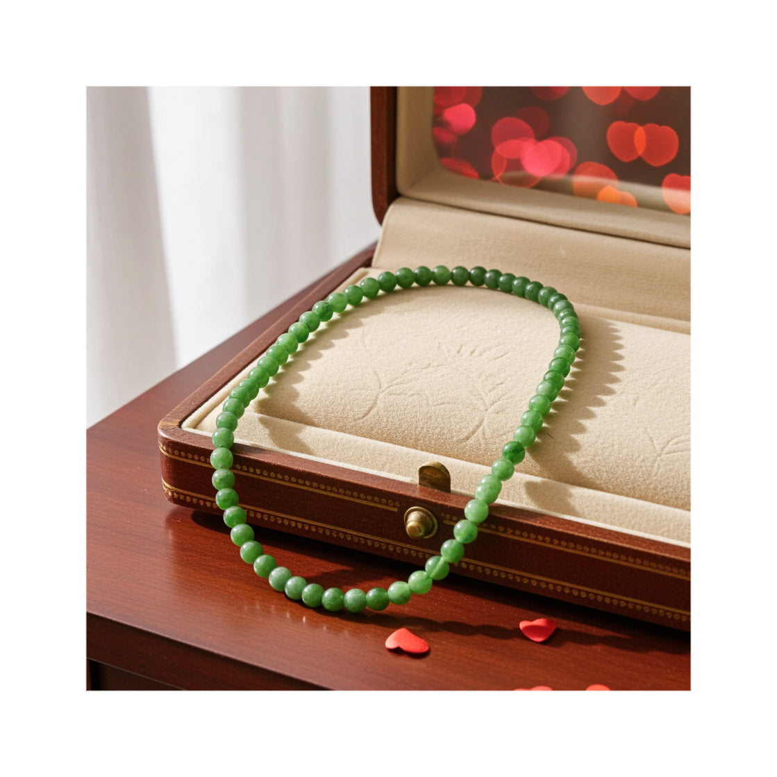 Certified bright Green Siberian genuine nephrite Necklace 17 inches