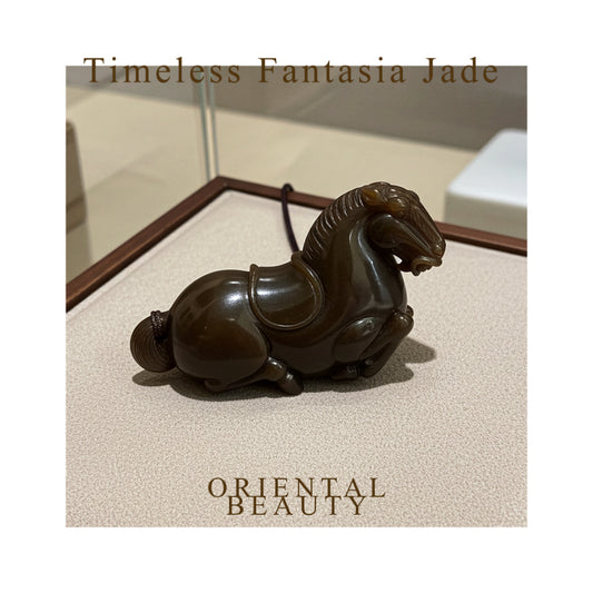 Certified genuine brown sugar Hetian jade Nephrite Jade pendant hand carved horse