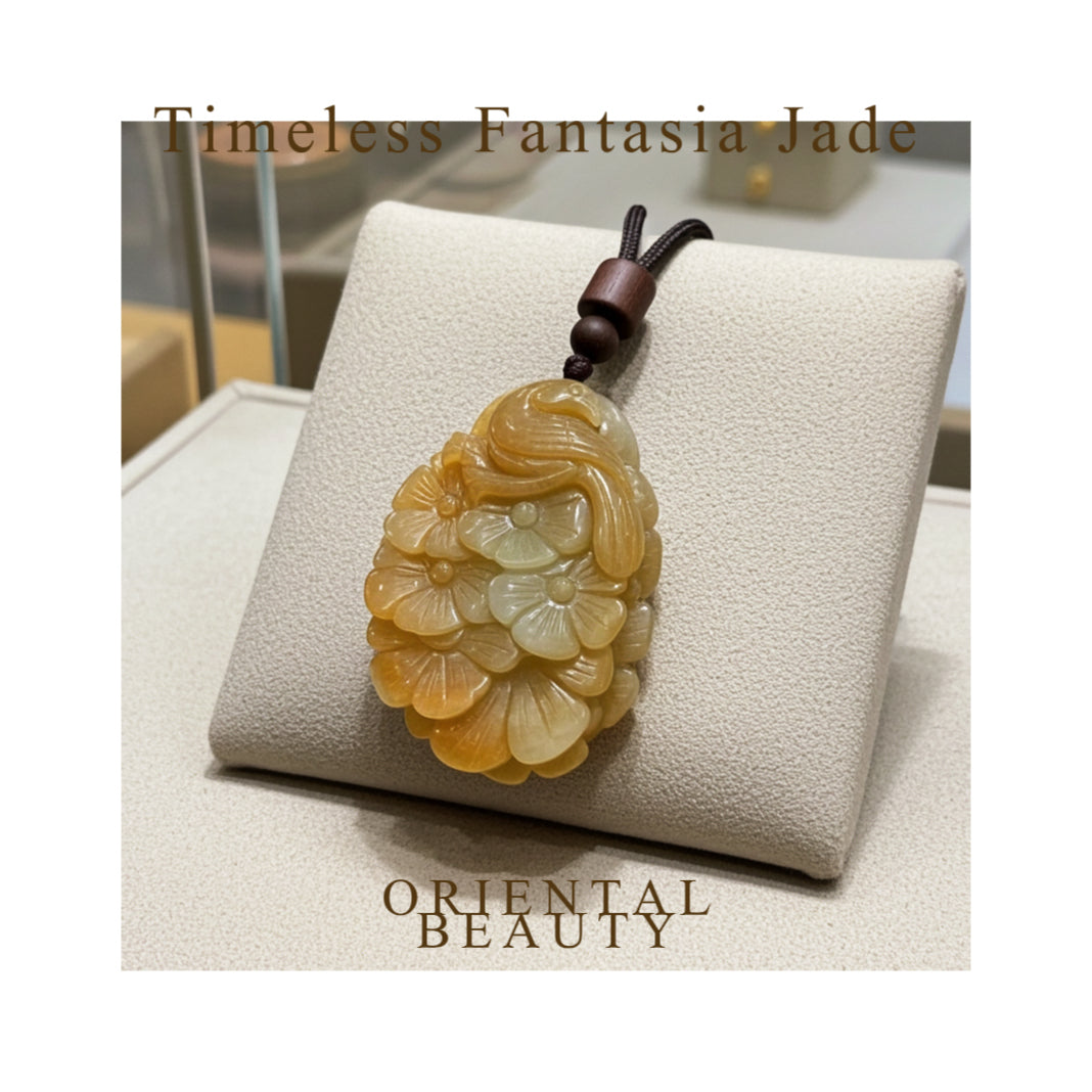 Certified genuine brown sugar Hetian jade Nephrite Jade pendant hand carved Magpie and flowers