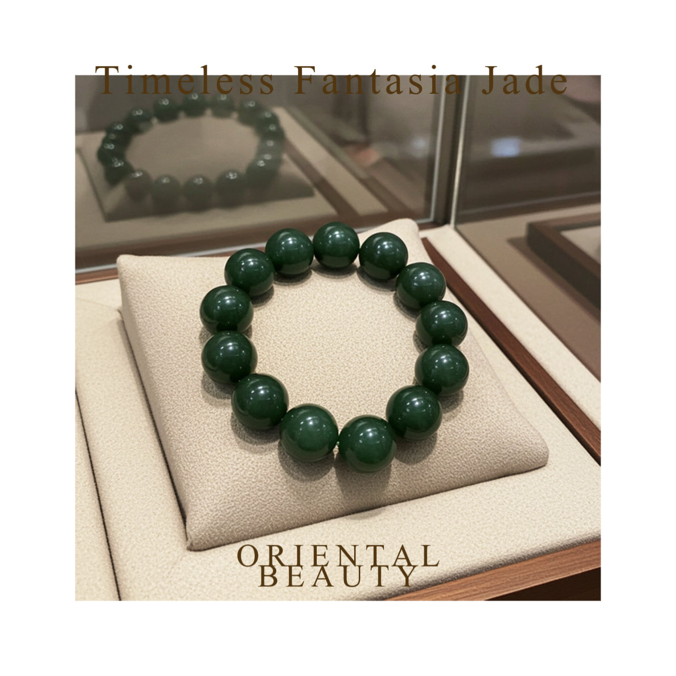 Certified genuine Deep Green Hetian Jade Bracelet - 11.7mm large beads 6.5 inch length