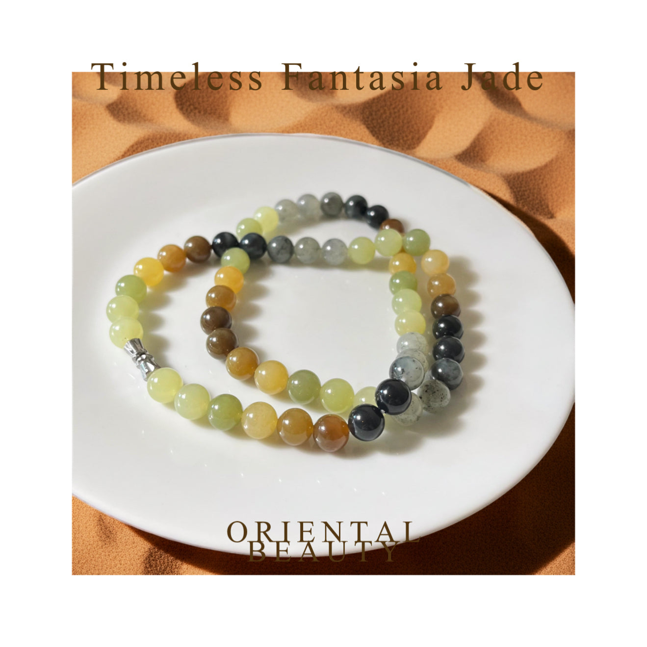 Certified Genuine Loulan multi-color Hetian Jade Nephrite Jade Necklace 8mm barrel beads 18inches