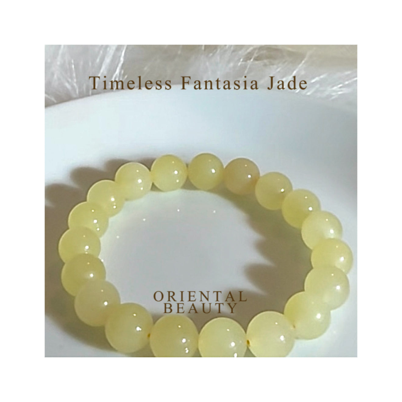 Certified genuine Premium cream yellow nephrite / Hetian Jade Bracelet With 10mm beads 6.5 inches