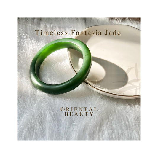 Certified Genuine Siberian green nephrite jade bracelet bangle - inner diameter 50mm - matte polish