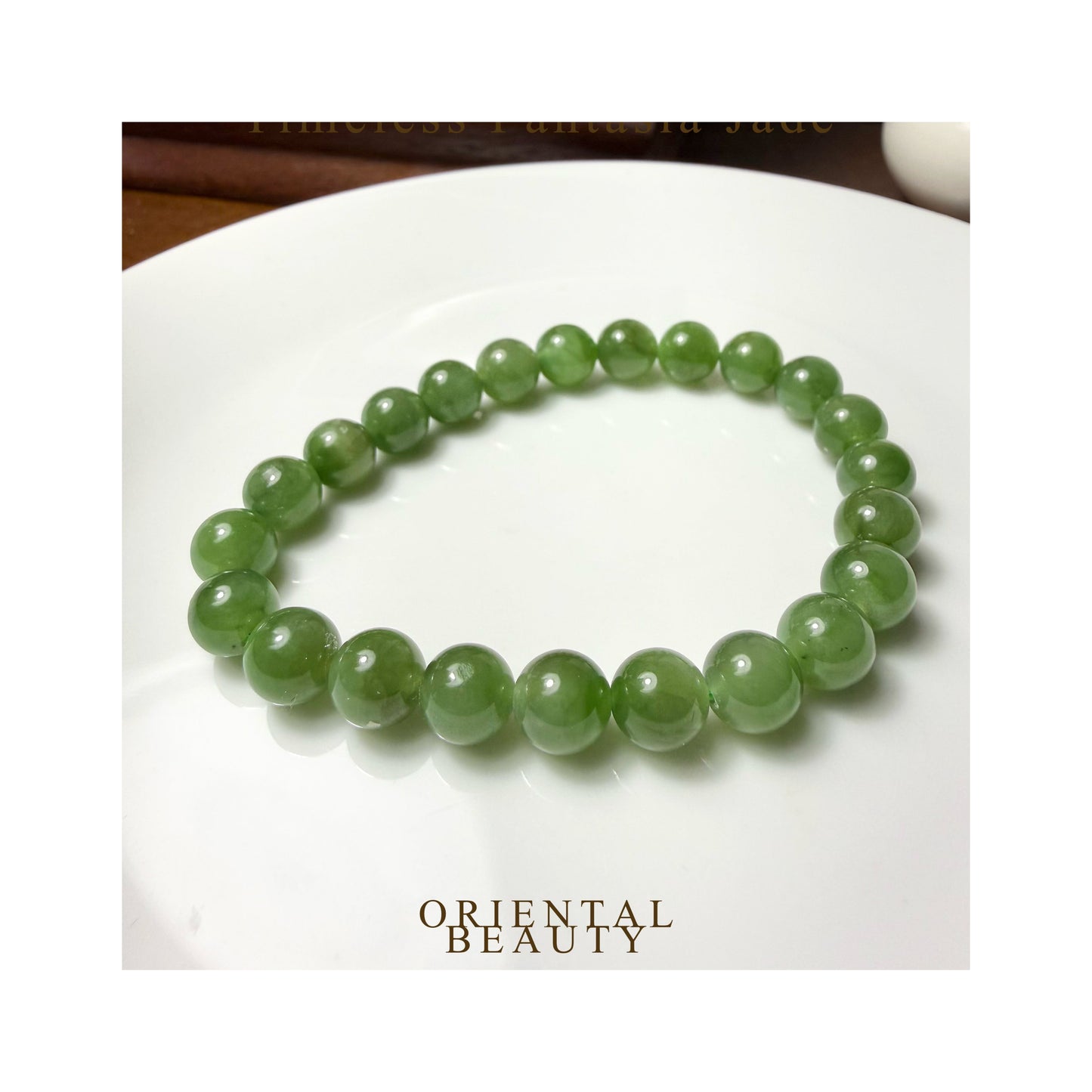 Certified genuine Siberian nephrite Hetian jade Bracelet - 8mm beads 6 inch length