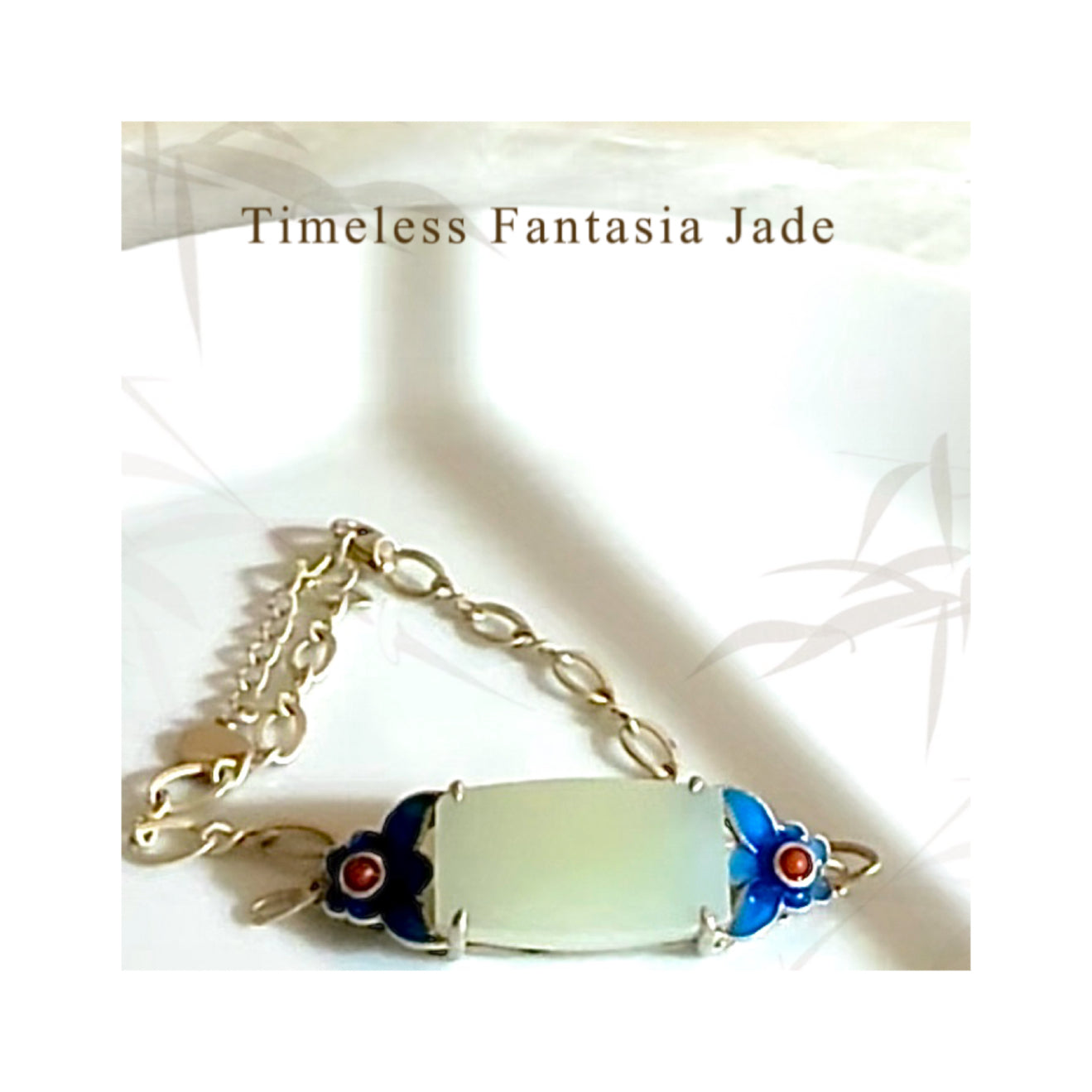 Certified Genuine White Hetian jade Nephrite Jade Cloisonné oxidized Silver exotic Bracelet adjustable length