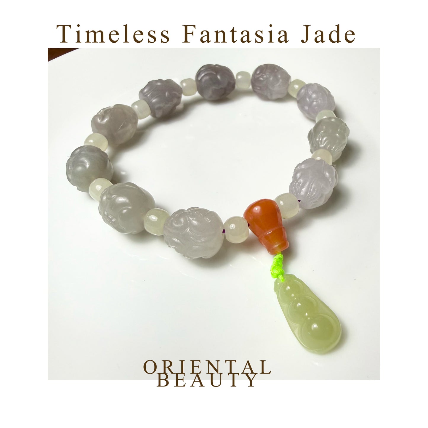 Certified genuine purple violet Hetian jade nephrite jade Bracelet - carved PIXIU beads 6.5 inch length