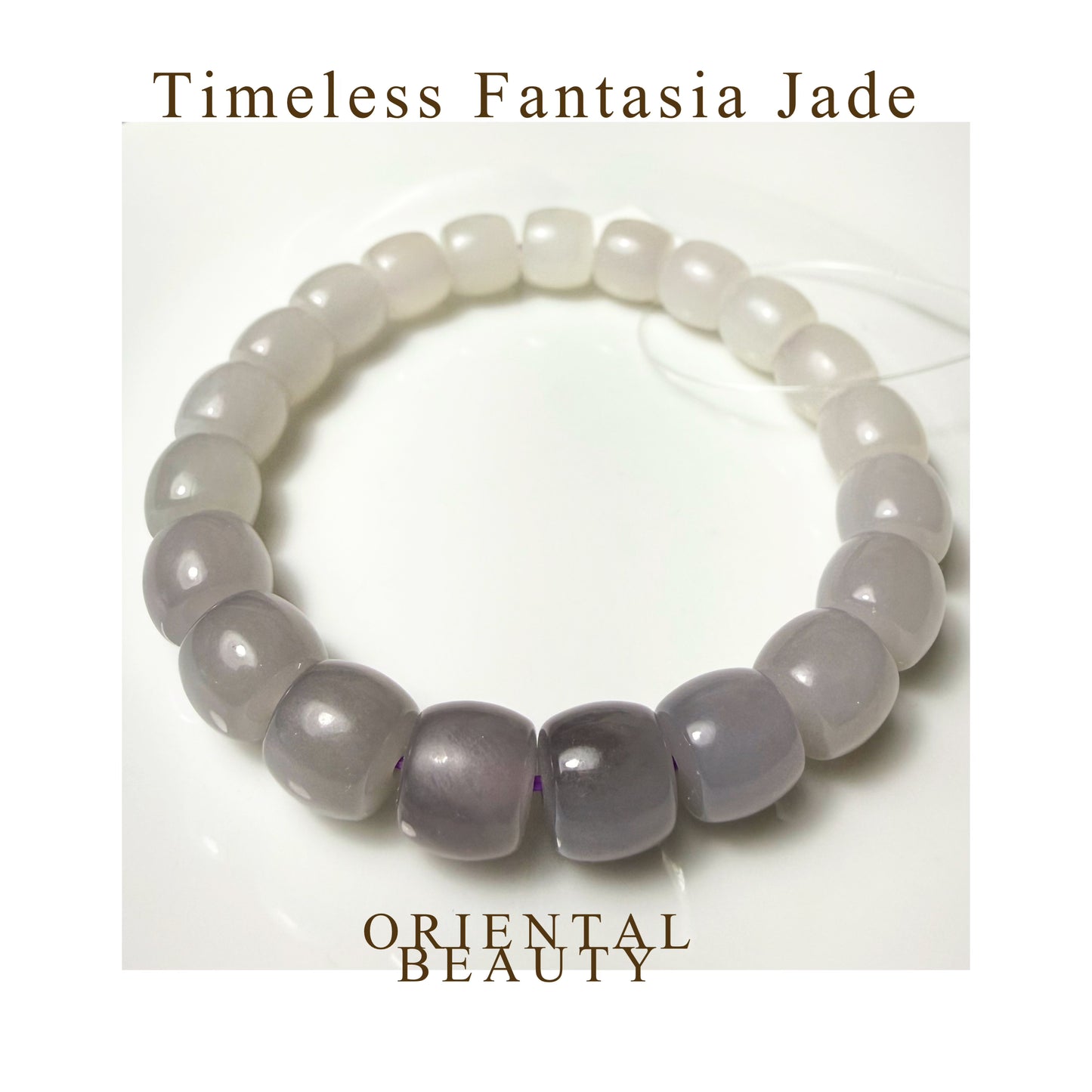 Certified genuine purple violet Hetian jade nephrite jade Bracelet - gradient -10mm beads 6.5 inch length