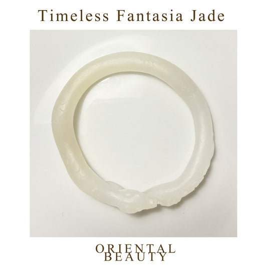 Certified white and sugar Hetian jade nephrite jade bracelet carved snake shaped oval bangle - inner diameter 55.5x50mm(equal to 52mm circle)
