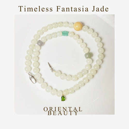Certified Genuine White Hetian Jade Nephrite Jade Necklace 6mm barrel beads 14 inches Clavicle Necklace