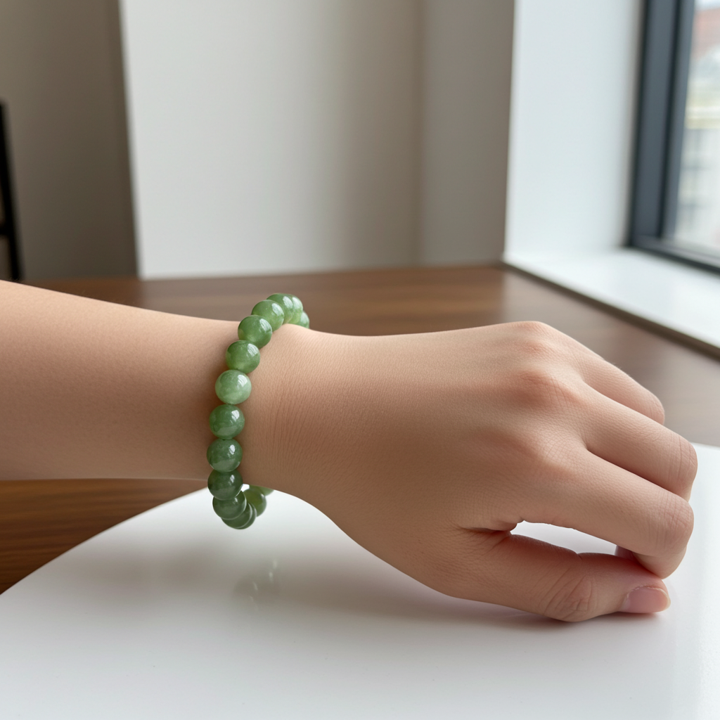 Certified genuine Siberian nephrite Hetian jade Bracelet - 8mm beads 6 inch length