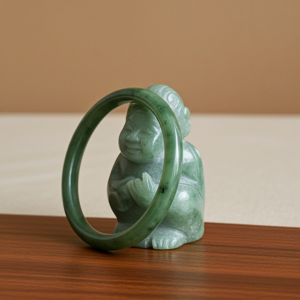 Certified Genuine Siberian bright green nephrite jade mini bracelet bangle - inner diameter 56.7mm