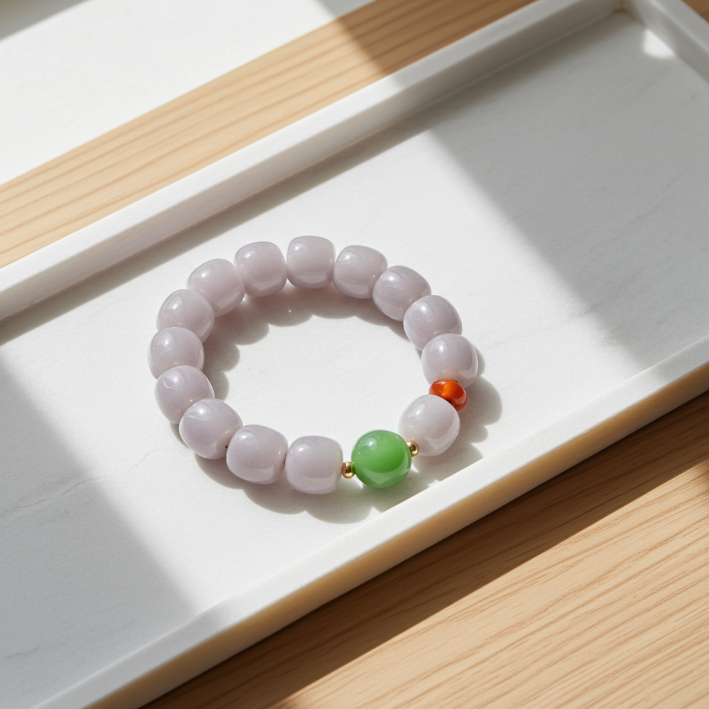 Certified genuine Violet Hetian jade nephrite jade Bracelet with one Siberian bead - 11.5 mm barrel beads 6.5 inches length