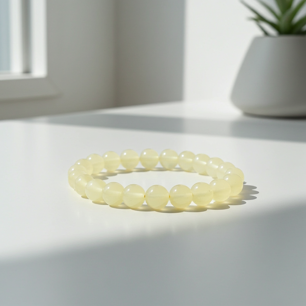 Certified genuine Premium cream yellow nephrite / Hetian Jade Bracelet With 10mm beads 6.5 inches